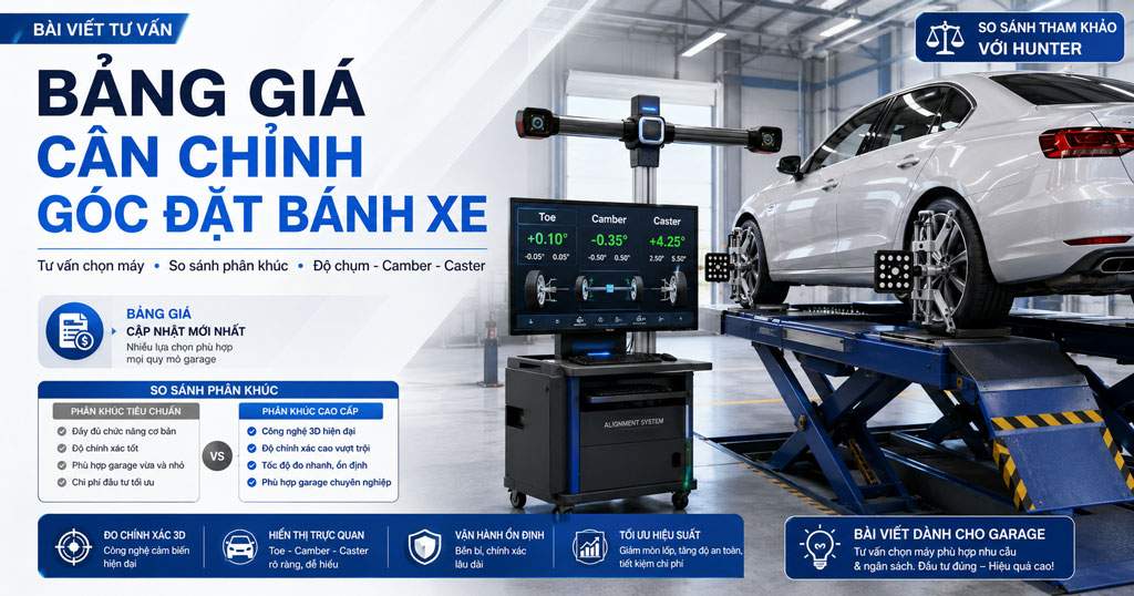 bảng giá cân chỉnh góc đặt bánh xe tại garage ô tô Bảng giá cân chỉnh bánh xe