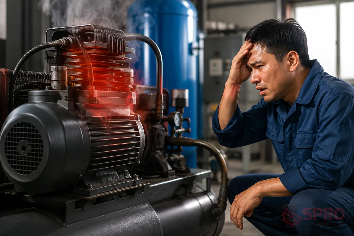bảo trì dự phòng máy nén khí công - Dấu hiệu cảnh báo hệ thống máy nén khí cần bảo trì gấp: Doanh nghiệp cần cho kiểm tra hệ thống ngay khi xuất hiện các dấu hiệu khác thường: Máy hoạt động tỏa nhiệt cao bất thường hoặc thường xuyên tự ngắt do quá nhiệt.