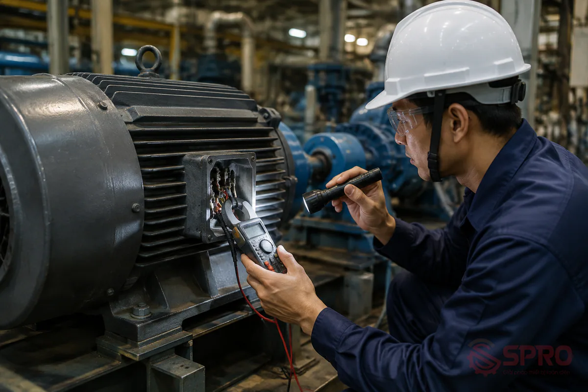 Giải pháp bảo trì phòng ngừa động cơ điện nhà xưởng hiệu quả: Áp dụng chiến lược bảo trì phòng ngừa động cơ điện nhà xưởng bài bản sẽ kéo dài tuổi thọ thiết bị và tối ưu hóa năng suất nhà máy: Lập lịch kiểm tra định kỳ: Thực hiện đo điện trở cách điện, kiểm tra độ rung và dòng điện vận hành theo tuần/tháng.