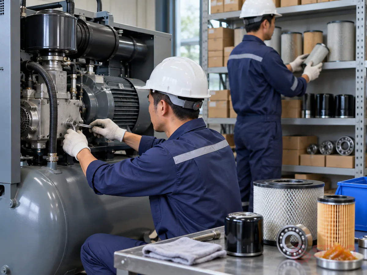 bảo trì phòng ngừa máy nén khí động - Chiến lược phòng tránh tái diễn sự cố và quản lý phụ tùng: Để quy trình bảo trì phòng ngừa máy nén khí động cơ điện đạt hiệu quả lâu dài, việc kết hợp giữa bảo dưỡng cơ khí và quản lý vật tư là bắt buộc.