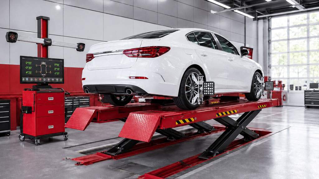 Cầu nâng căn chỉnh góc đặt bánh xe