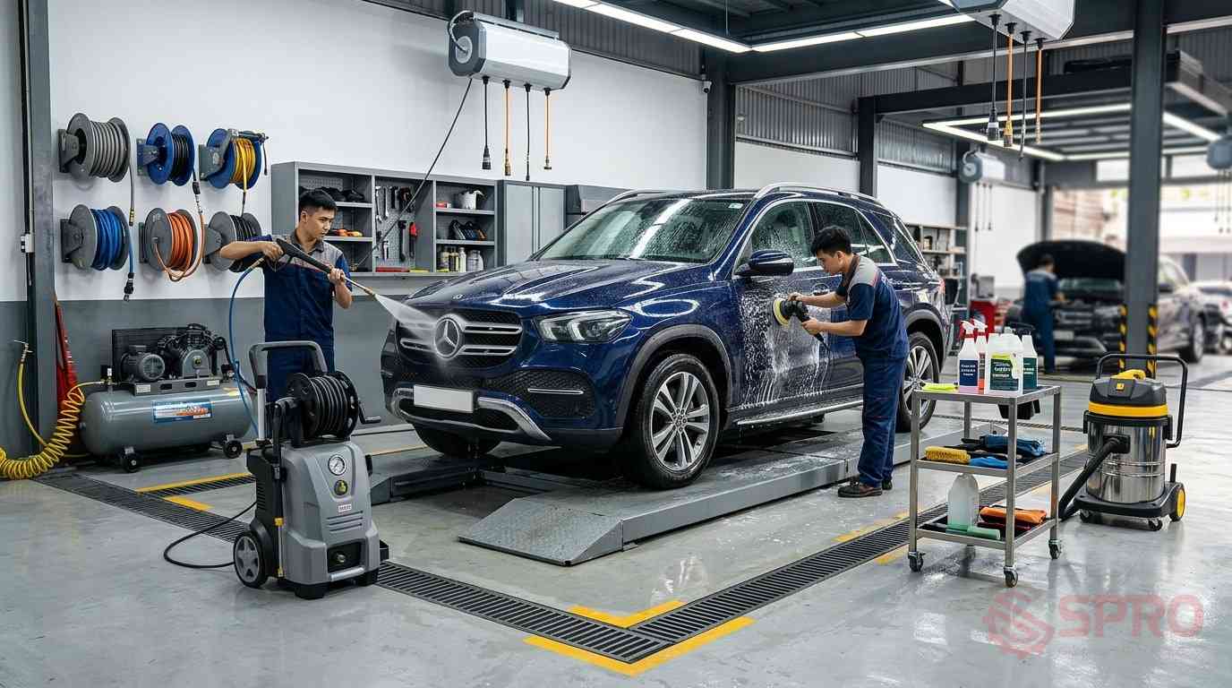 chi phí mở tiệm rửa xe ô tô - Phân bổ ngân sách cho thiết bị sau khi trừ chi phí cố định: Sau khi đã hoạch định rõ mặt bằng, pháp lý và dự phòng, phần ngân