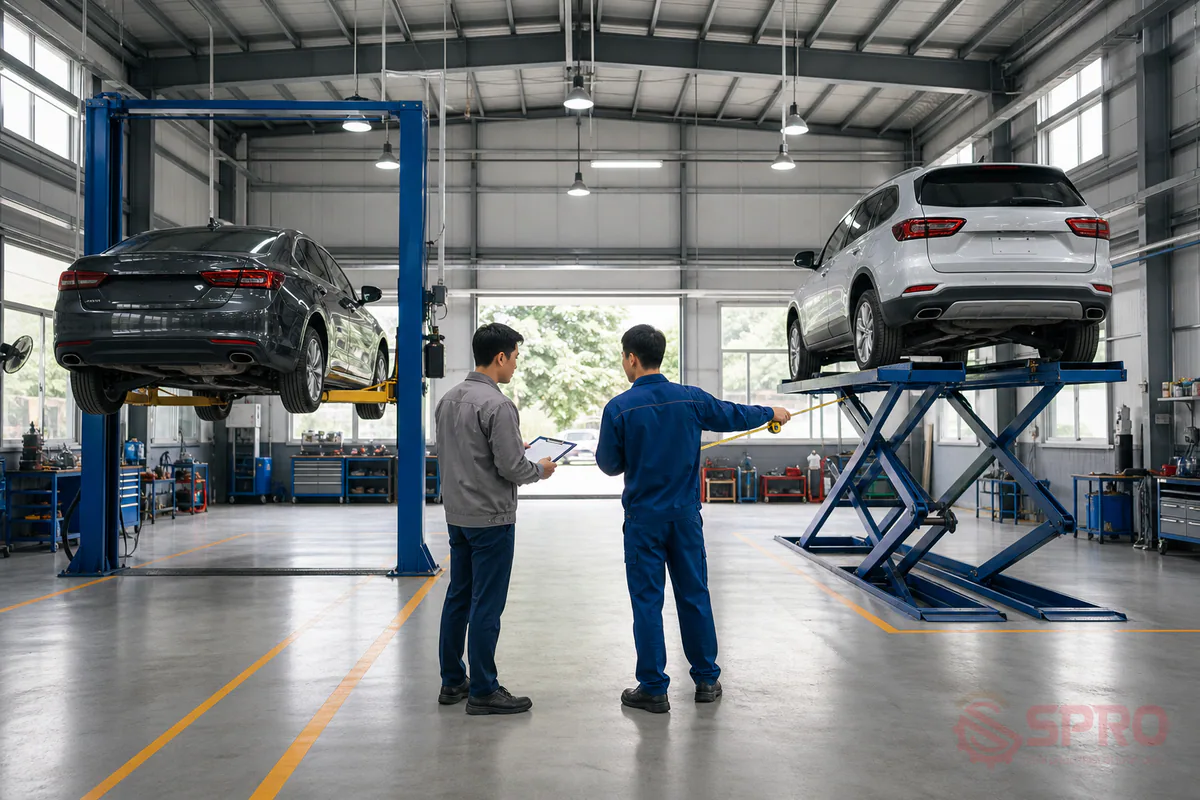 Chọn cầu nâng ô tô cho garage: đừng bắt đầu từ giá, hãy bắt đầu từ nhu cầu: Chọn cầu nâng ô tô cho garage là quyết định ảnh hưởng trực tiếp đến hiệu suất làm việc, độ an toàn và khả năng mở rộng dịch vụ của xưởng.