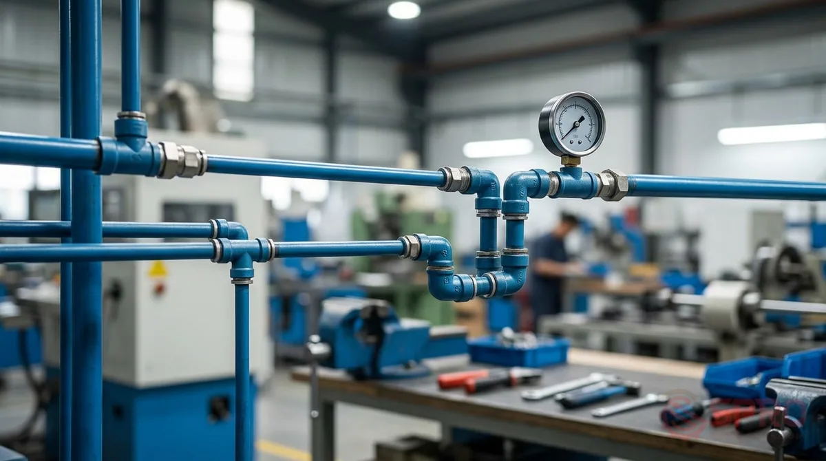 Dấu hiệu hệ thống khí nén bị tụt áp: Nguyên nhân và xử lý 2 dấu hiệu hệ thống khí nén bị tụt - 3. Đường ống dẫn khí không đạt tiêu chuẩn: Sử dụng đường ống đường kính quá nhỏ, quá nhiều co vuông 90 độ hoặc thiết kế tuyến ống dạng nhánh thay vì vòng Loop sẽ tạo ma sát lớn, làm giảm áp lực đáng kể khi nhu cầu dùng khí tăng.