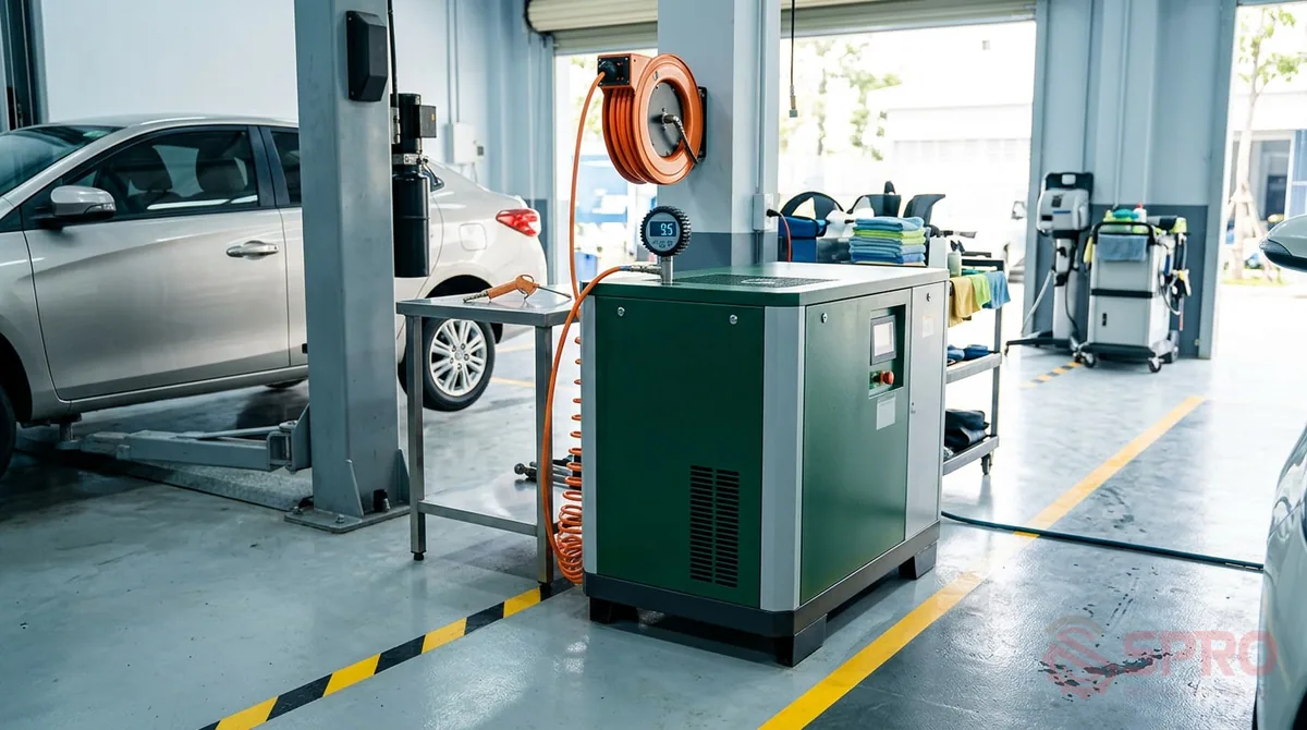Máy nén khí cho tiệm rửa xe: Kịch bản thực tế từ bối cảnh đến vận hành 3 máy nén khí cho tiệm rửa xe - Kết quả vận hành và bài học kinh nghiệm thực tế: Độ bền và tiết kiệm: Máy nén khí ngắt nghỉ đúng chu kỳ nhiệt, tránh quá tải mô tơ và giảm chi phí điện năng tiêu thụ.