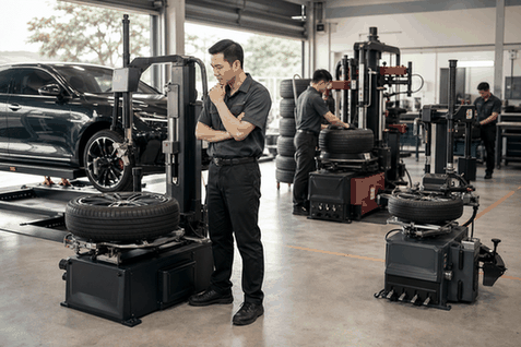 Máy ra vào lốp tự động: Top 5 dòng máy tối ưu cho gara hiện đại 3 máy ra vào lốp tự động - Cách ưu tiên đầu tư theo nhu cầu thực tế của xưởng: Việc chọn mua máy ra vào lốp tự động cần dựa trên bài toán kinh doanh cụ thể