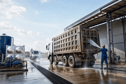 Tiềm năng khi mở trạm rửa xe tải hiện nay: Khác với rửa xe con hay xe máy, rửa xe tải nặng và xe đầu kéo mang tính đặc thù cao về kích thước phương tiện và