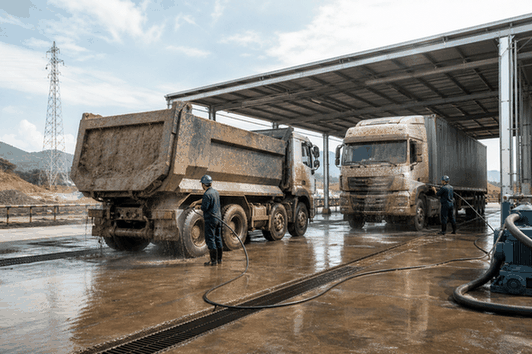 Tiềm năng và đặc thù khi mở trạm rửa xe tải: Xe tải, xe ben hay xe đầu kéo thường xuyên di chuyển trên các tuyến đường dài, công trường hoặc khu mỏ, dẫn