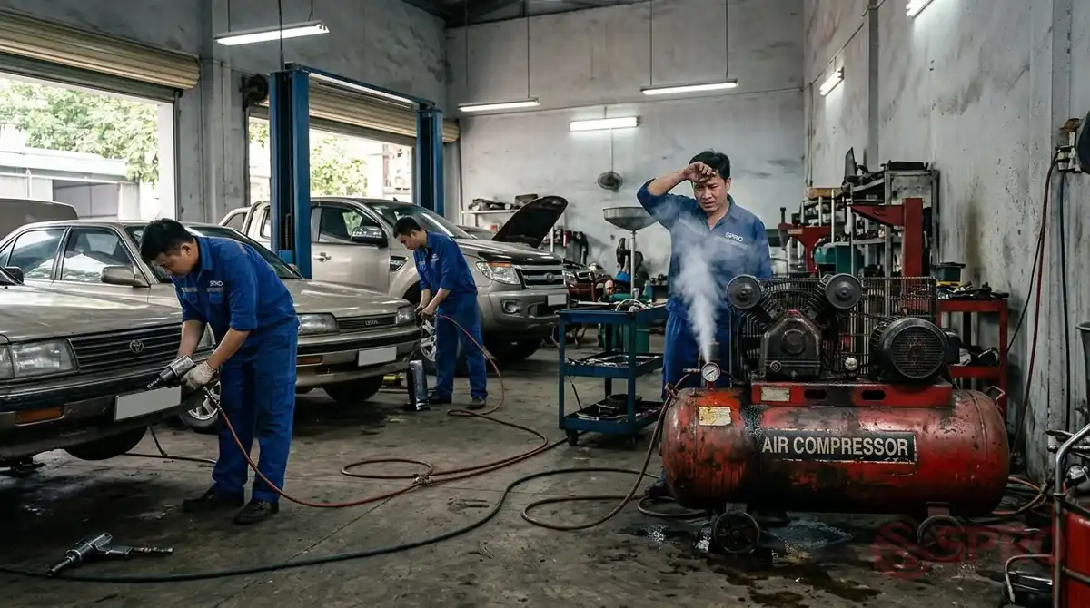 Nâng cấp hệ thống khí nén garage: So sánh giải pháp tốt nhất 1 Dấu hiệu nhận biết thời điểm cần nâng cấp hệ thống khí nén garage: Nhiều garage chỉ tiến hành thay thế khi máy nén khí gặp sự cố lớn.