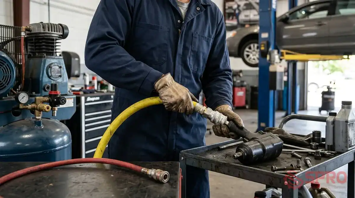 phụ kiện máy nén khí garage - Dây hơi và khớp nối nhanh: Kết nối linh hoạt: Dây hơi và khớp nối nhanh là cầu nối giữa nguồn khí và các dụng cụ.