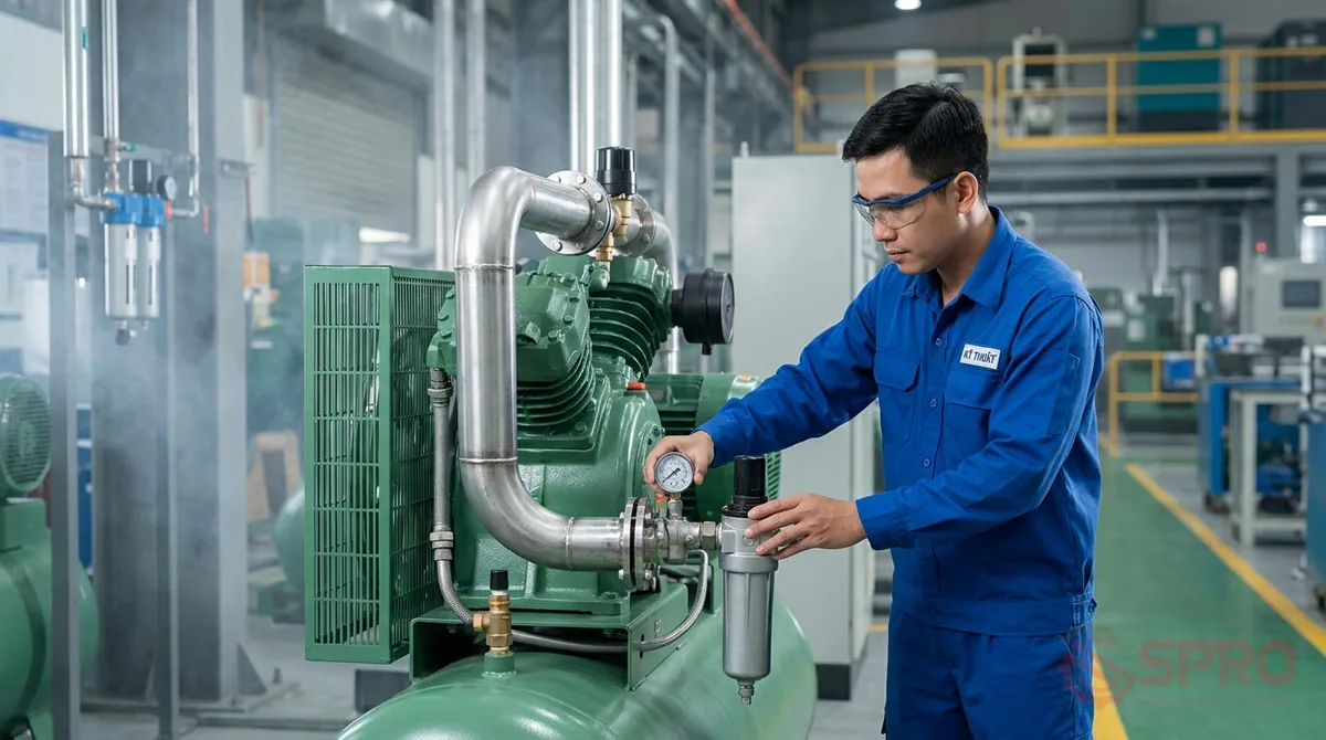Quản lý tồn kho phụ tùng máy nén khí chuẩn kỹ thuật 1 1. Tầm quan trọng của việc quản lý tồn kho phụ tùng máy nén khí: Trong các nhà máy và xưởng dịch vụ, hệ thống khí nén đóng vai trò cung cấp áp lực vận hành cho toàn bộ thiết bị.
