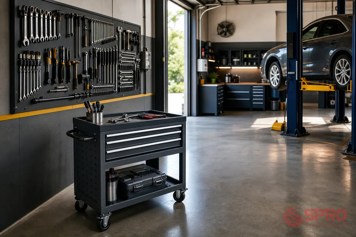 Quy hoạch tủ đồ nghề 5S garage: Bí quyết sắp xếp và lựa chọn thiết bị tối ưu 1 Giới thiệu về quy hoạch tủ đồ nghề 5S garage: Quy hoạch tủ đồ nghề 5S garage không chỉ là việc sắp xếp dụng cụ gọn gàng mà còn là chiến lược giúp tối ưu hóa không gian làm việc, tăng năng suất và giảm thiểu rủi ro tai nạn.