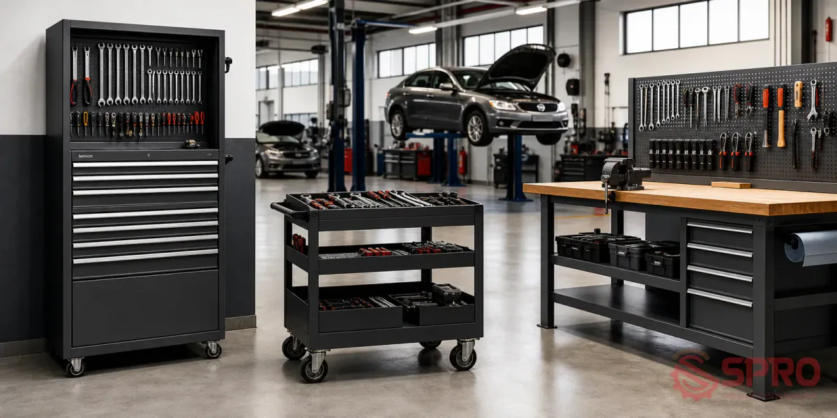 Quy hoạch tủ đồ nghề 5S garage: Bí quyết sắp xếp và lựa chọn thiết bị tối ưu 2 quy hoạch tủ đồ nghề 5S garage - Tiêu chí lựa chọn tủ đồ nghề theo nhu cầu: Để quy hoạch tủ đồ nghề 5S garage hiệu quả, bạn cần xem xét các tiêu chí sau: Số lượng và chủng loại dụng cụ: Nếu bạn có nhiều bộ cờ lê, tuýp, cần tủ nhiều ngăn kéo để phân loại.