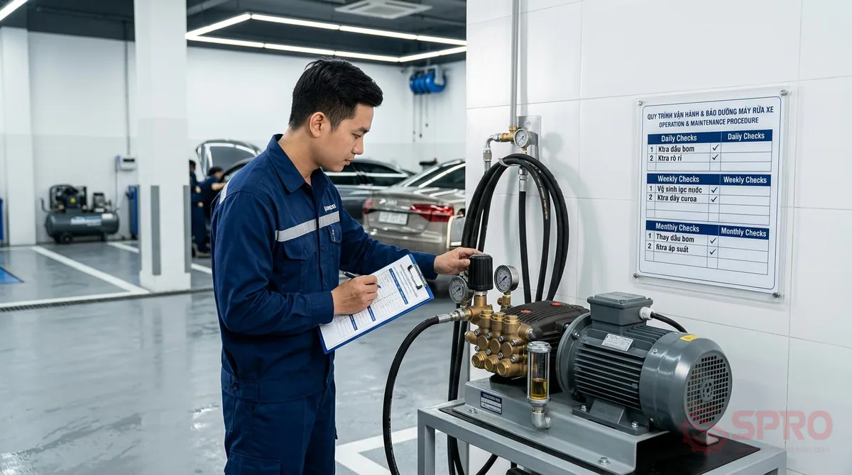 sai lầm khi mở tiệm rửa xe - Quy trình vận hành và bảo dưỡng thiết bị chuẩn: Để khắc phục những sai lầm khi mở tiệm rửa xe kể trên, cơ sở của bạn cần thiết lập một quy trình vận hành rõ ràng.