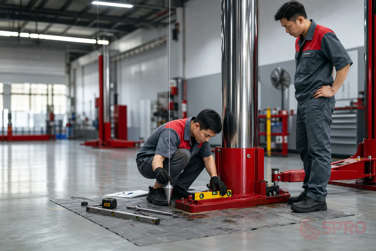 sai sót khi lắp đặt cầu nâng 1 - Dấu hiệu thường gặp khi cầu nâng 1 trụ lắp chưa chuẩn: Không phải sai sót nào cũng biểu hiện ngay lúc vừa hoàn thiện.