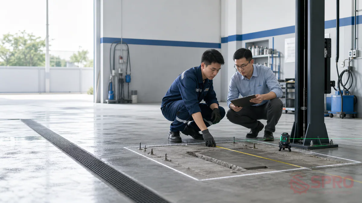 sai sót khi lắp đặt cầu nâng 1 - Cách hạn chế sai sót tái diễn trong các dự án sau: Để giảm rủi ro ở những lần lắp đặt tiếp theo, nên ưu tiên ba nguyên tắc: Khảo sát mặt bằng trước khi thi công.