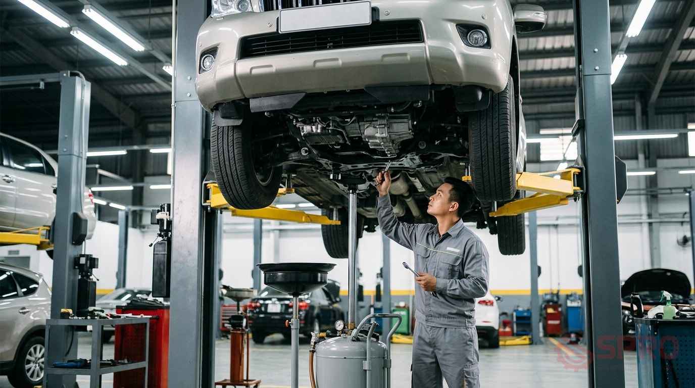 so sánh cầu nâng 2 trụ và cắt - Công năng và sự tiện dụng trong sửa chữa: Đối với các garage chuyên sửa chữa máy gầm, đại tu động cơ hay thay thế hộp số