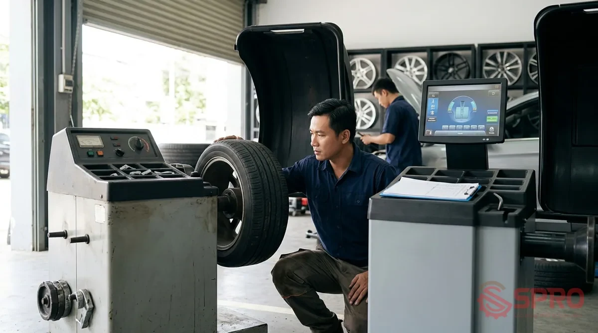So sánh máy cân bằng lốp đời cũ và đời mới có điểm gì khác biệt?: Điểm khác biệt dễ nhận thấy nhất giữa hai dòng máy là phương thức nhập dữ liệu và hệ thống hiển thị.