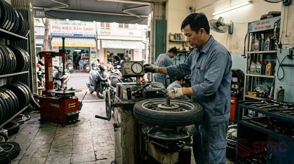 so sánh máy cân bằng lốp - Nên chọn mua dòng máy cân mâm nào cho xưởng?: Chọn máy đời cũ: Phù hợp với tiệm dịch vụ quy mô vừa và nhỏ, tần suất cân mâm không quá lớn và cần hồi vốn nhanh.