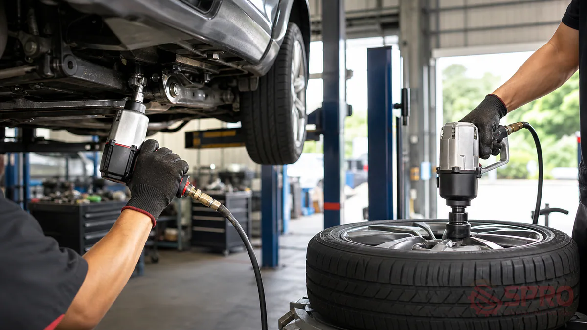 Súng siết bu lông khí nén: So sánh các dòng 1/2, 3/4 và 1 inch cho garage 3 súng siết bu lông khí nén - Lời khuyên tư vấn từ SPRO.VN: Khi mở garage ô tô tổng hợp, cấu hình tối ưu nhất là trang bị 2 dòng súng: một súng 1/2 inch cho khoang máy, gầm xe và một súng 3/4 inch cho khu vực làm lốp.