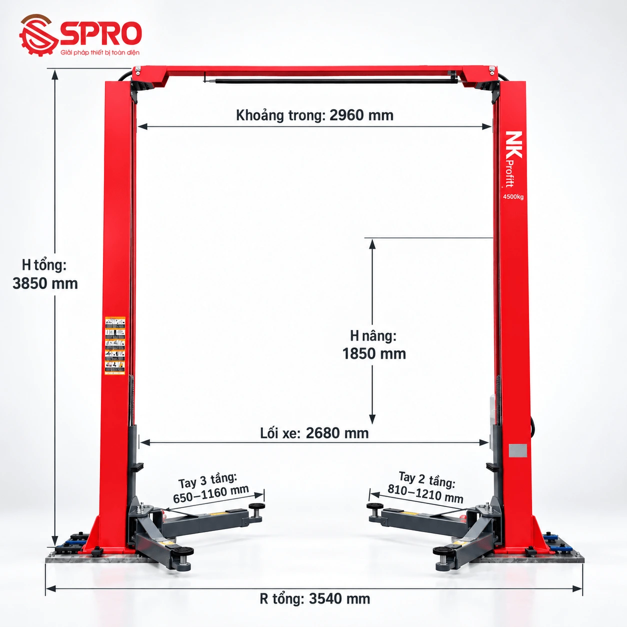 Cầu nâng 2 trụ giằng trên NK-4.5L