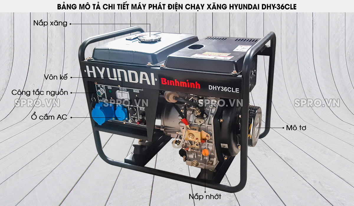 ​   máy phát điện chạy dầu diesel hyundai 3kw dhy36cle  ​