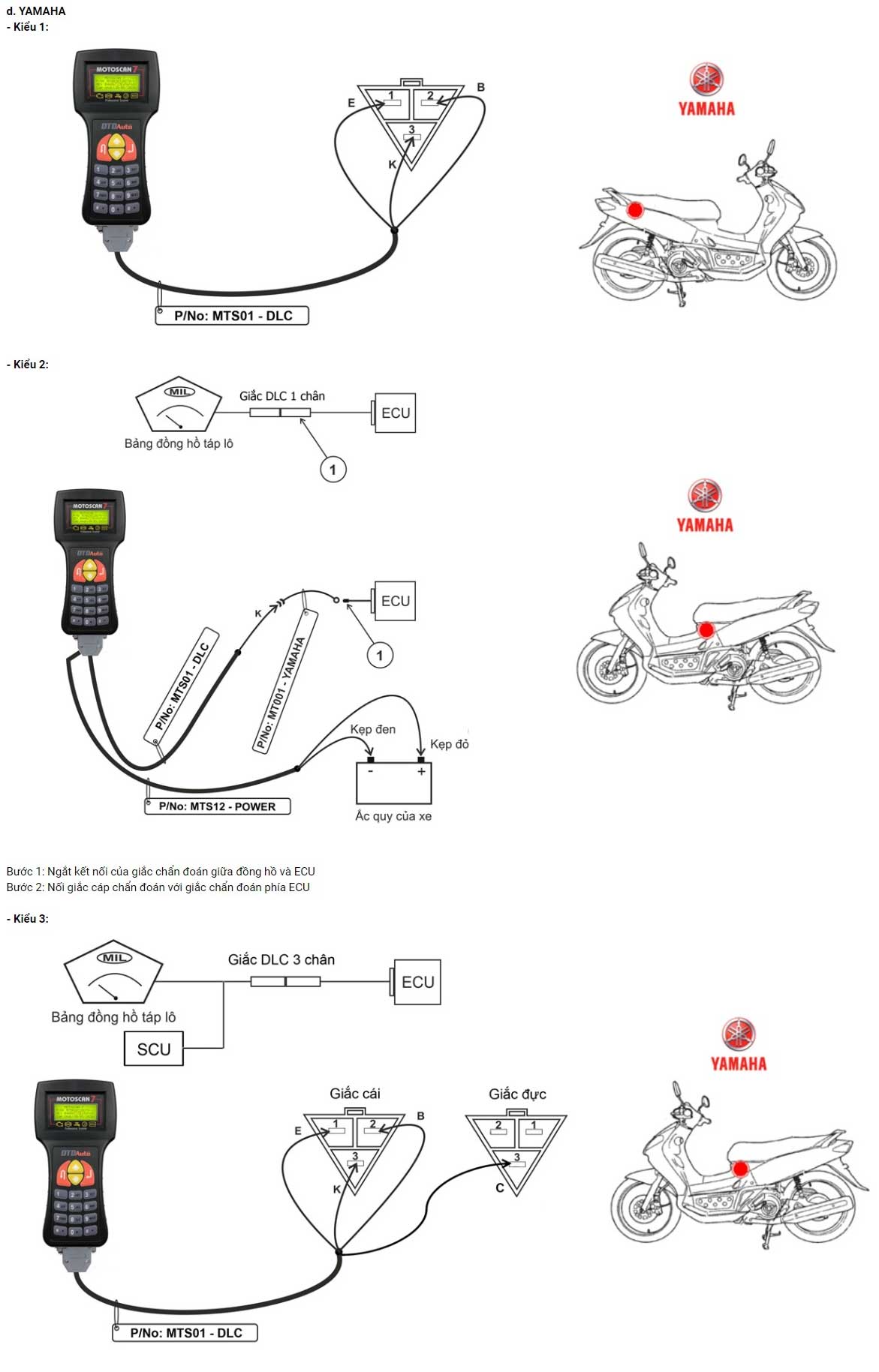 sơ đồ kết nối dây hãng yamaha của motoscan 7.0