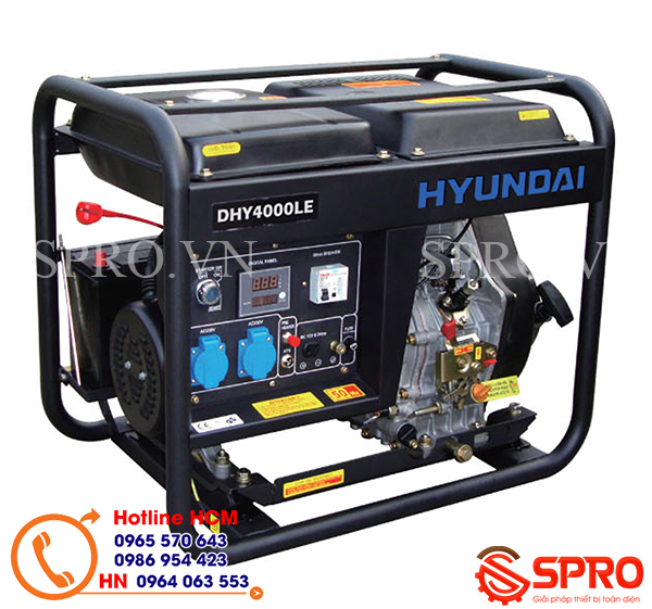 máy phát điện chạy dầu hyundai dhy4000le
