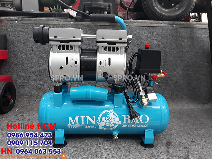 máy nén khí không dầu giảm âm giá rẻ minbao mb-09l