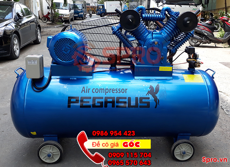 máy bơm hơi khí nén pegasus giá rẻ áp lực 12.5 bar, bình chứa 500l