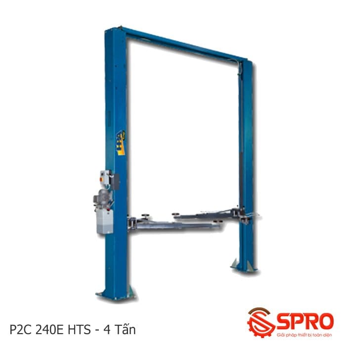 Cầu nâng 2 trụ thủy lực cóc giật điện + cơ HPA P2C 240E HTS – 4 tấn, giằng trên 1 cầu nâng 2 trụ