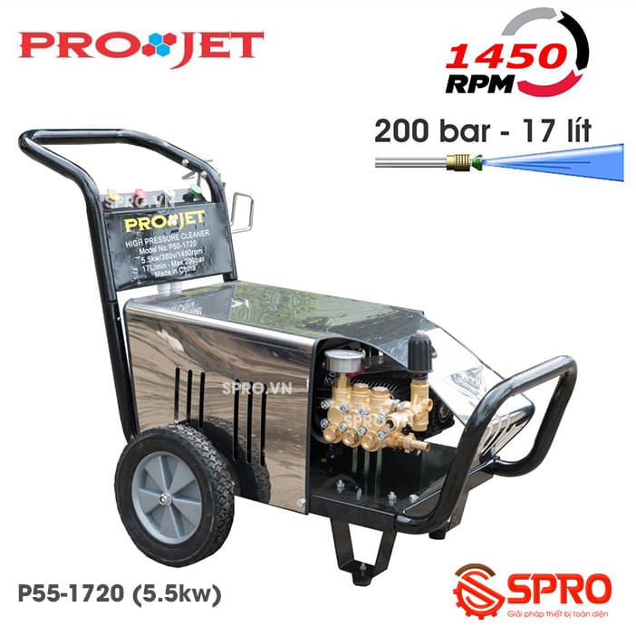 Máy phun xịt rửa áp lực cao Projet P55-1720 - 5.5kw 1 máy phun rửa cao áp