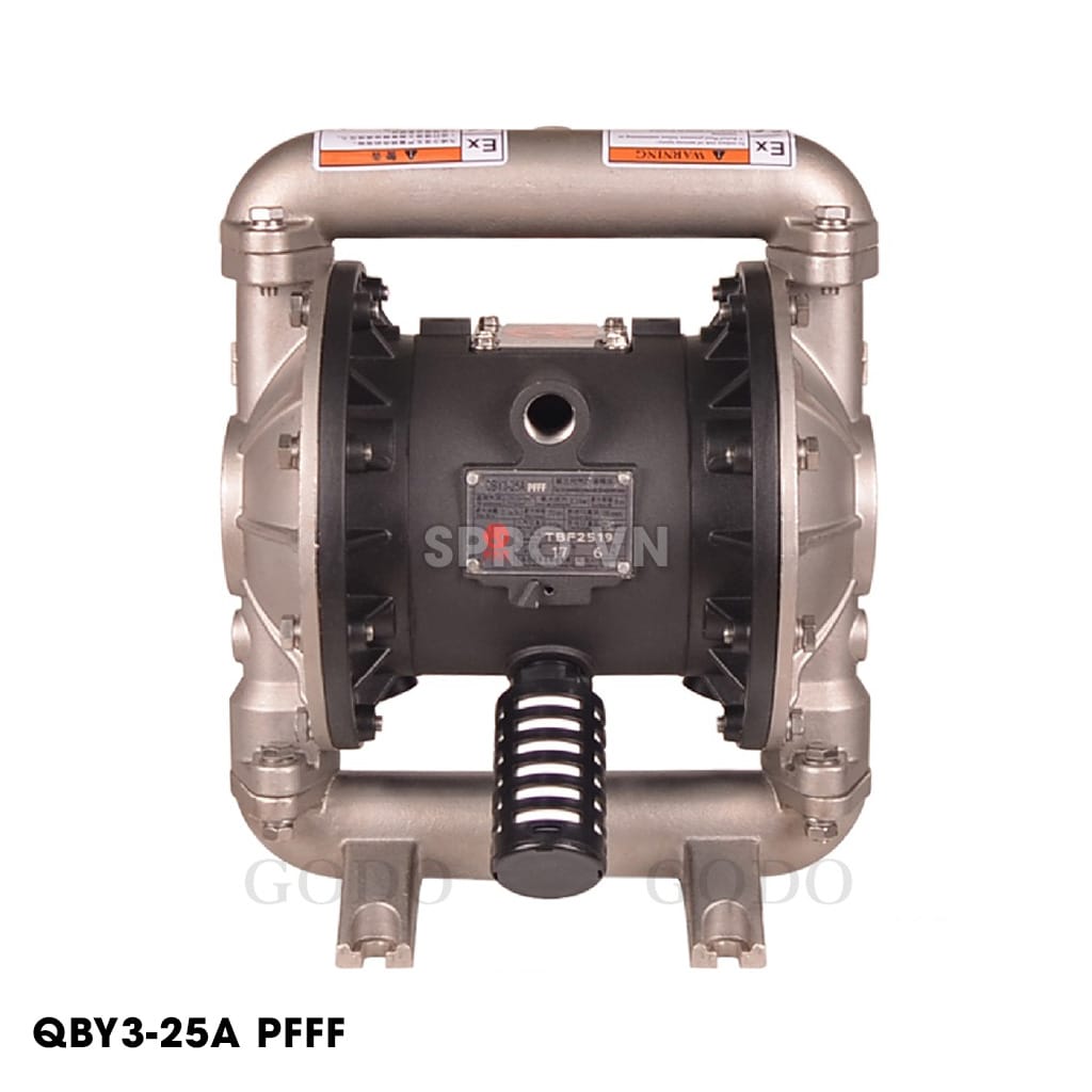 Bơm Màng Khí Nén GODO QBY3-25A Inox 316L - Màng PTFE 7 Nhà phân phối bơm màng khí nén godo