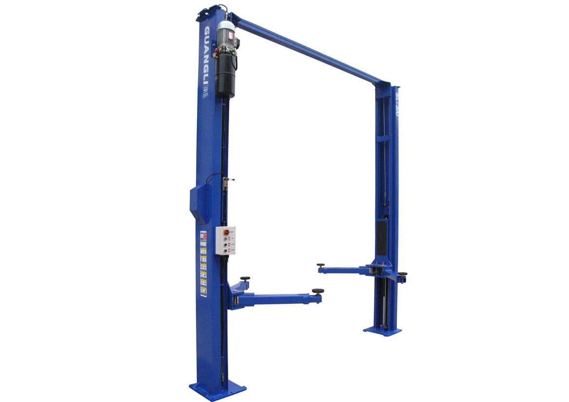 Cầu nâng 2 trụ giằng trên Guangli GL 3.5-2E1 - Sức nâng 3.5 tấn 1 cau nang 2 tru giang tren guangli