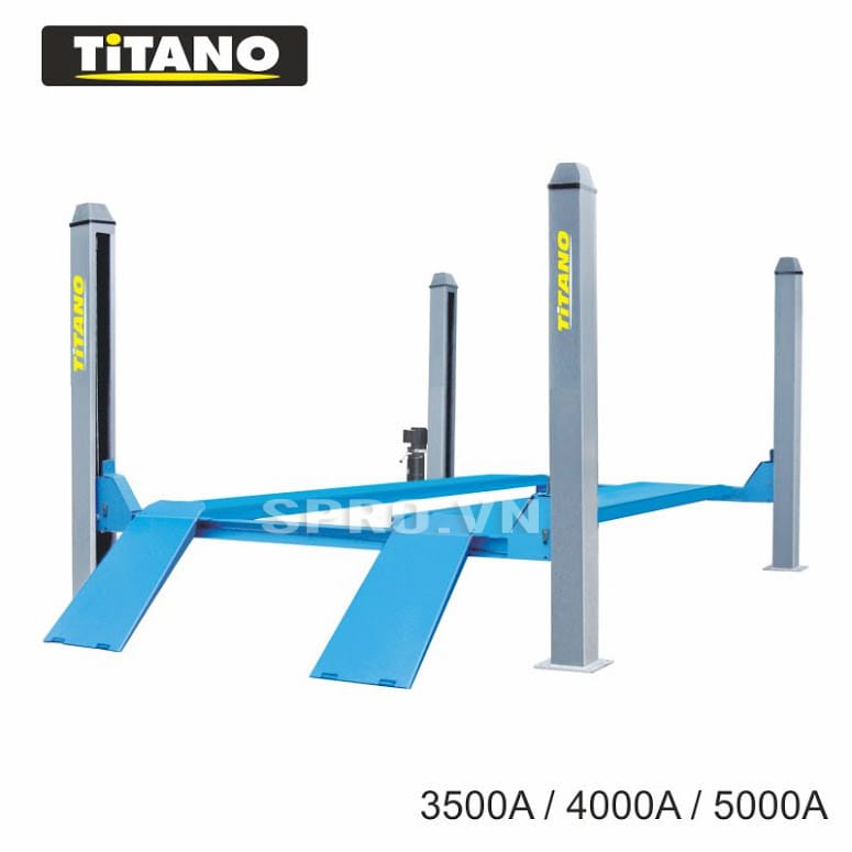 Cầu nâng 4 trụ sửa xe ô tô Titano 5000A - Sức nâng 5 tấn 1 cầu nâng 4 trụ 5 tấn