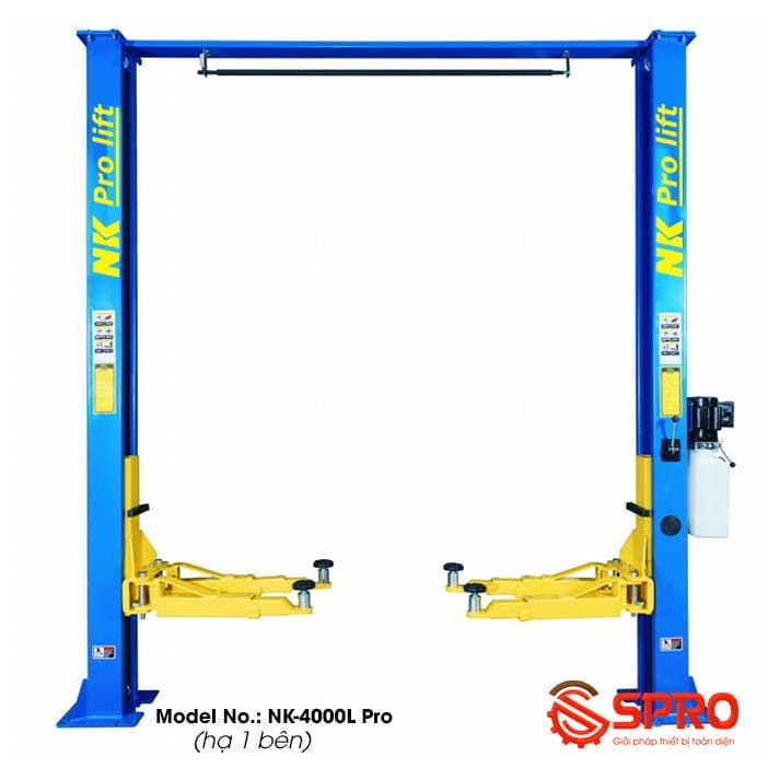 Cầu nâng 2 trụ NK giằng trên, cóc giật 1 bên NK4000L-PRO 10 cầu nâng ô tô 2 trụ