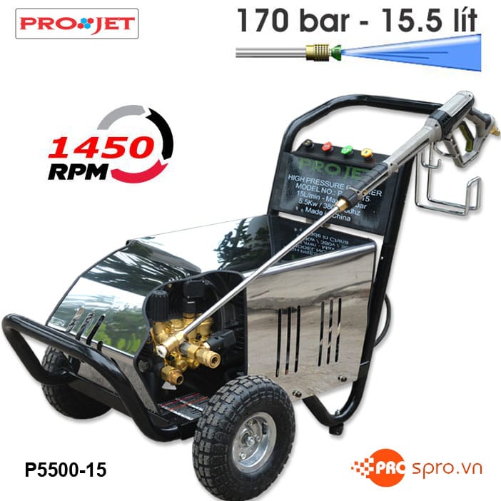 Máy phun xịt rửa áp lực cao Projet P5500-15 - Công suất 5.5 Kw 1 may rua xe cao ap P5500 15 spro