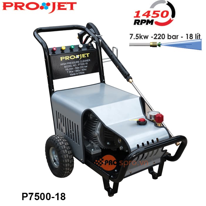 Máy xịt rửa cao áp PROJET P7500-18 - Công suất 7.5kw 1 may rua xe may oto xe tai ap luc cao P7500 18 spro