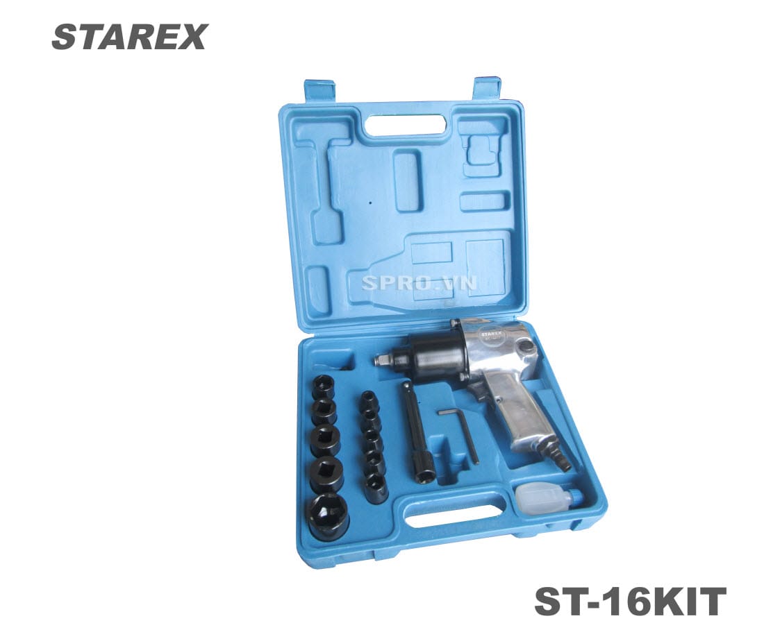 Súng mở ốc giá rẻ Starex 1/2 inch ST-16KIT (nguyên bộ) 1 sung xiet bu long starex st 16kit