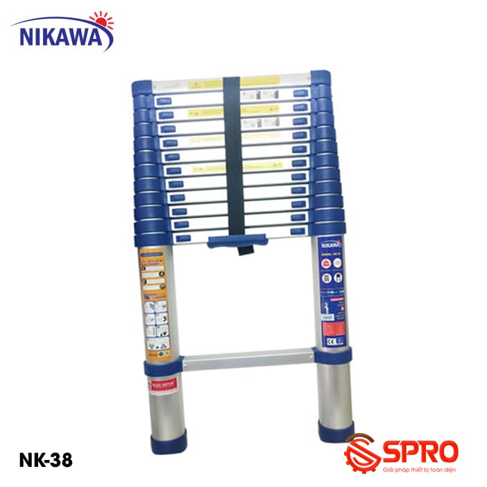 Thang nhôm rút gọn đơn 13 bậc NIKAWA NK-38 cao 3.8m 1 thang nhôm rút