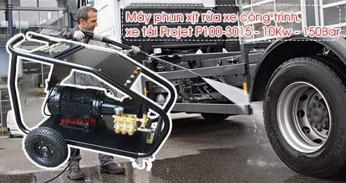 Máy phun xịt rửa xe công trình, xe tải Projet P100-3015 - 10Kw - 150Bar
