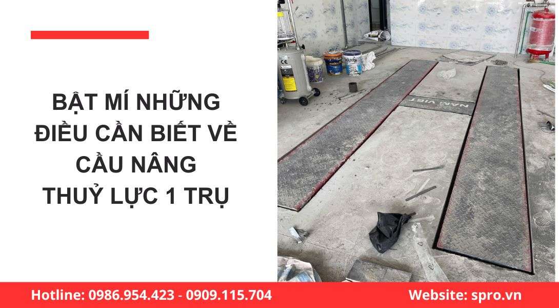 Cầu nâng thủy lực 1 trụ rửa xe ô tô lắp âm nền chữ H