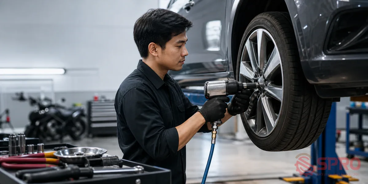 Kết luận nhanh: Chọn súng siết bu lông khí nén garage theo từng quy mô: Tiệm xe máy, xe tay ga: Nên chọn dòng súng 1/2 inch cốt ngắn, lực siết từ 500 – 900 Nm.