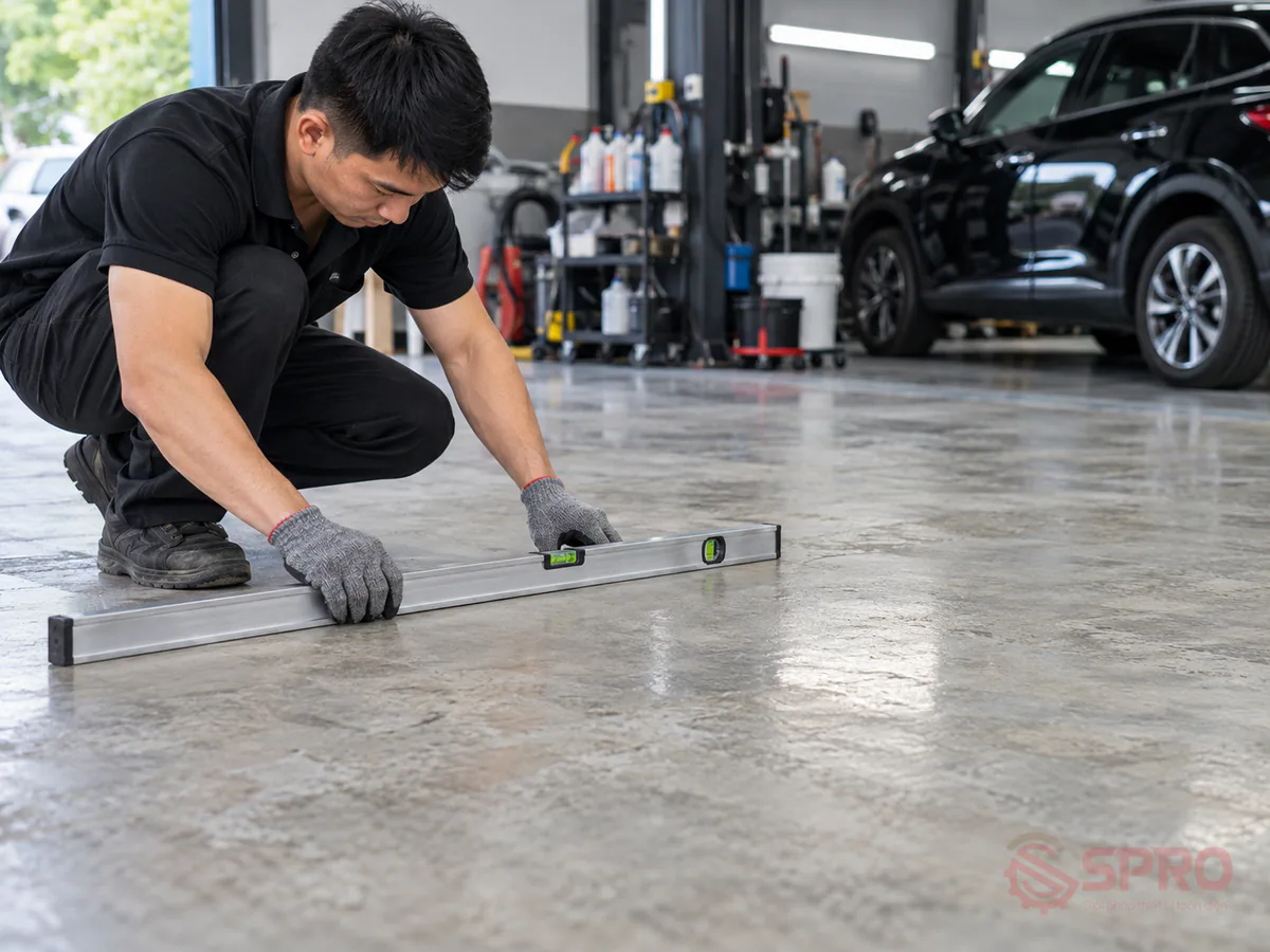 Lắp Sàn Nhựa PP Garage Ô Tô Detailing: Hướng Dẫn Vận Hành Và Bảo Dưỡng Chuẩn Kỹ Thuật 1 lắp sàn nhựa pp garage ô tô detailing - Checklist chuẩn bị mặt bằng trước khi vận hành lắp đặt (hình minh họa)