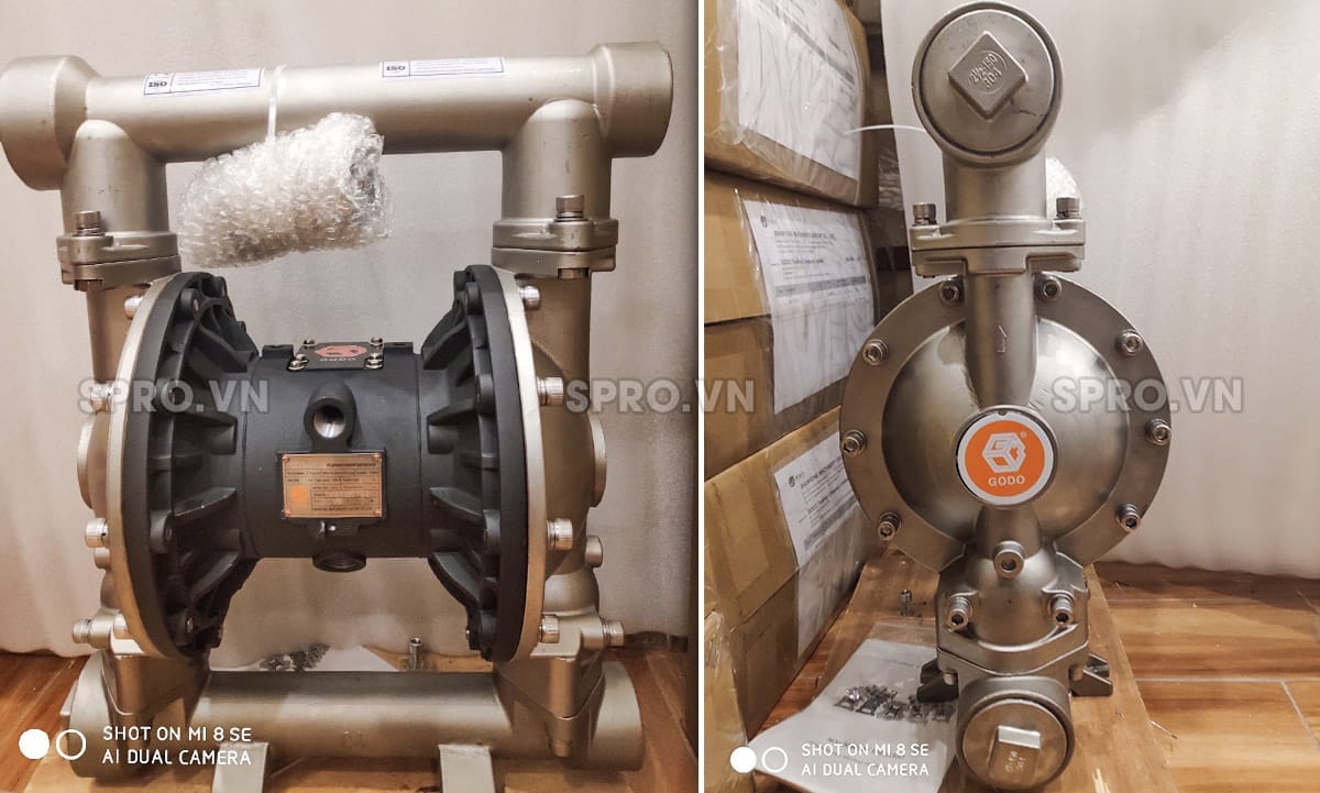 Bơm Màng Khí Nén GODO QBY3-32 Inox 304- Màng PTFE 7 Bơm Màng Khí Nén GODO QBY3-40 Inox 304 – Màng Cao Su