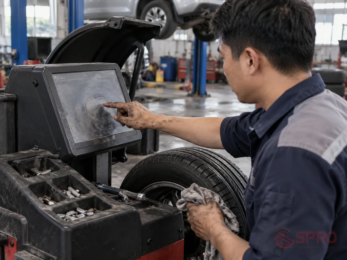 Máy cân mâm màn hình cảm ứng hay màn LED: So sánh giải pháp làm lốp tối ưu 2 máy cân mâm màn hình cảm ứng - Đánh giá độ bền, chi phí và môi trường làm việc (hình minh họa)