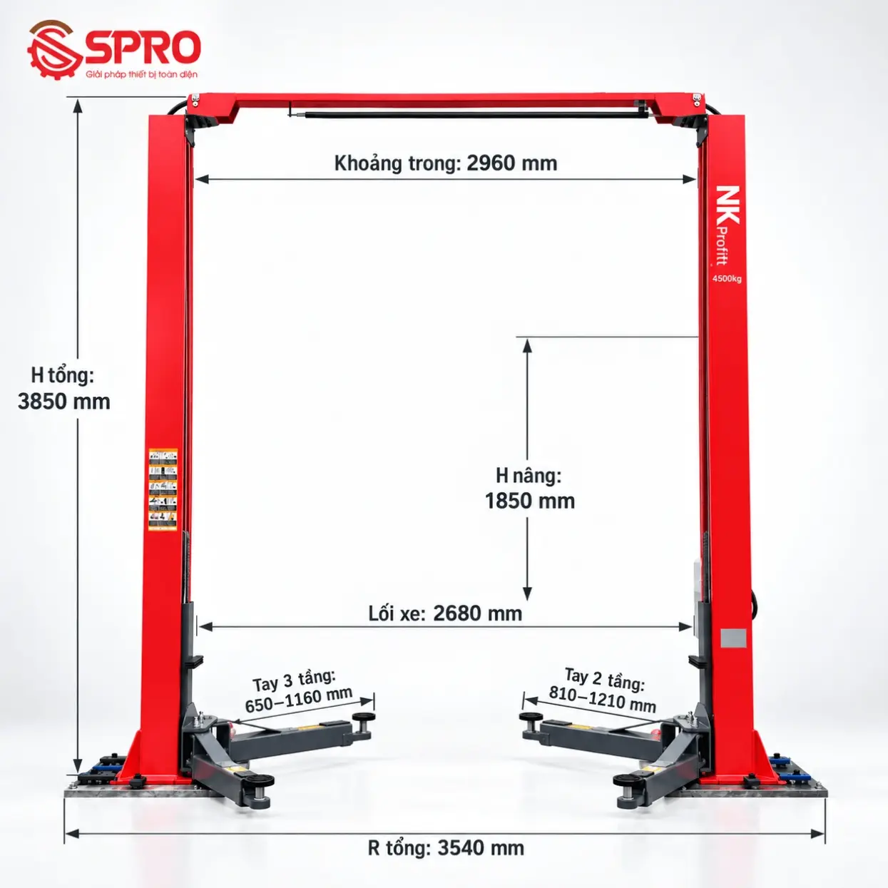 Cầu nâng 2 trụ giằng trên NK-4.5L