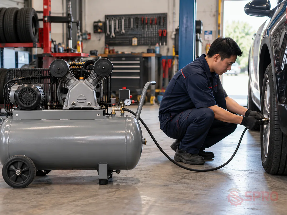 Xu hướng chuyển dịch máy nén khí garage: Trục vít hay Piston tối ưu hơn? 1 xu hướng chuyển dịch máy nén khí garage - Kết luận nhanh theo nhu cầu thực tế: Garage nhỏ, tiệm sửa chữa lốp hoặc xưởng dưới 3 khoang: Máy nén khí piston vẫn là lựa chọn kinh tế nhất với chi phí ban đầu thấp, cấu tạo đơn giản, dễ sửa chữa và linh hoạt di chuyển.