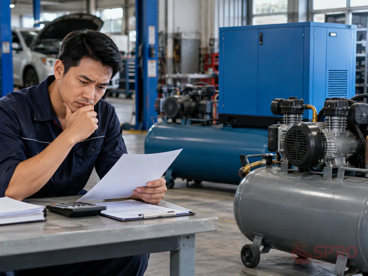 Xu hướng chuyển dịch máy nén khí garage: Trục vít hay Piston tối ưu hơn? 2 xu hướng chuyển dịch máy nén khí garage - 3. Bài toán kinh tế: Đừng chỉ nhìn vào chi phí mua ban đầu: Nhiều chủ xưởng khi cân nhắc xu hướng chuyển dịch máy nén khí garage thường e ngại mức giá đầu vào của cụm máy trục vít.
